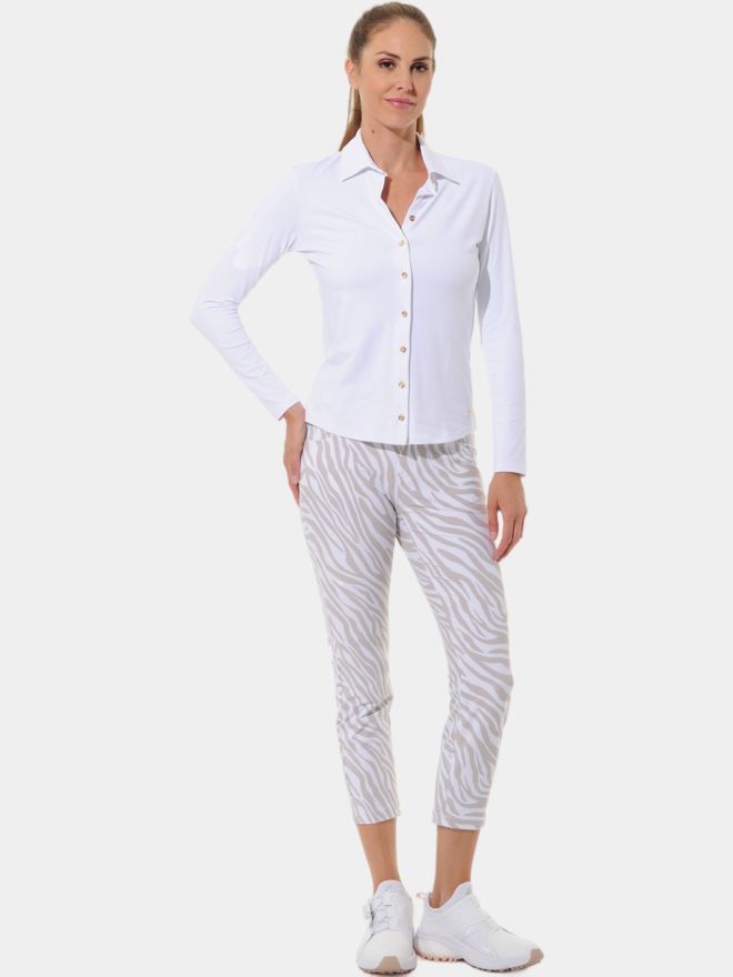 MDC Button-Down Langarm Polo weiß