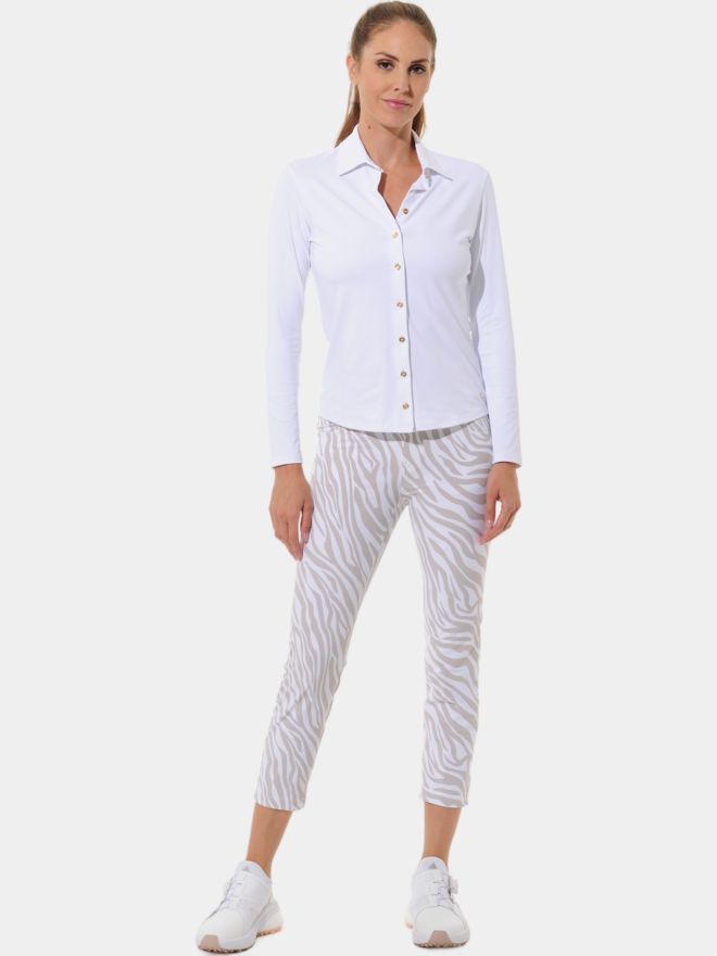 MDC Button-Down Langarm Polo weiß