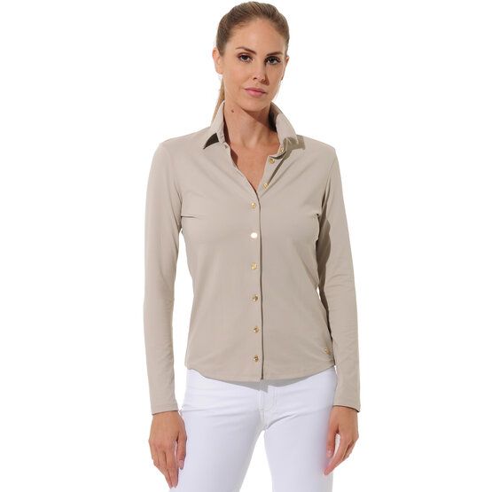 MDC Button-Down Langarm Polo sand