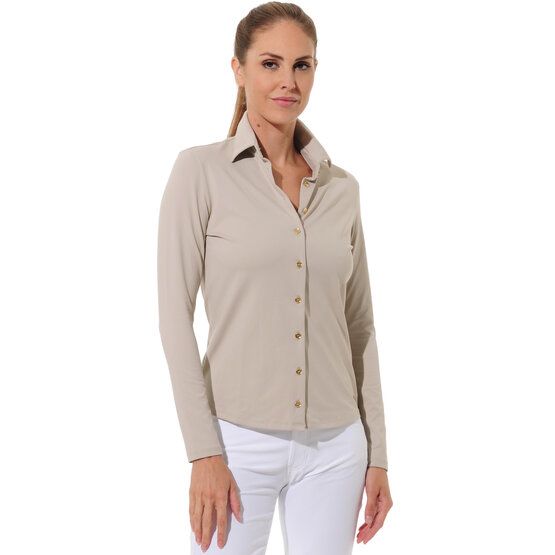 MDC Button-Down Langarm Polo sand