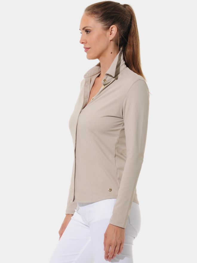 MDC Button-Down Langarm Polo sand