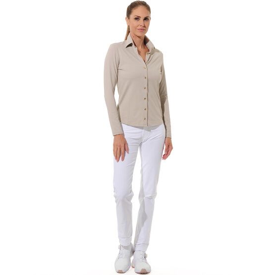 MDC Button-Down Langarm Polo sand