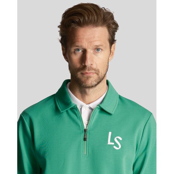 Lyle & Scott LS Logo Quarter Zip Sweatshirt Stretch Midlayer grün