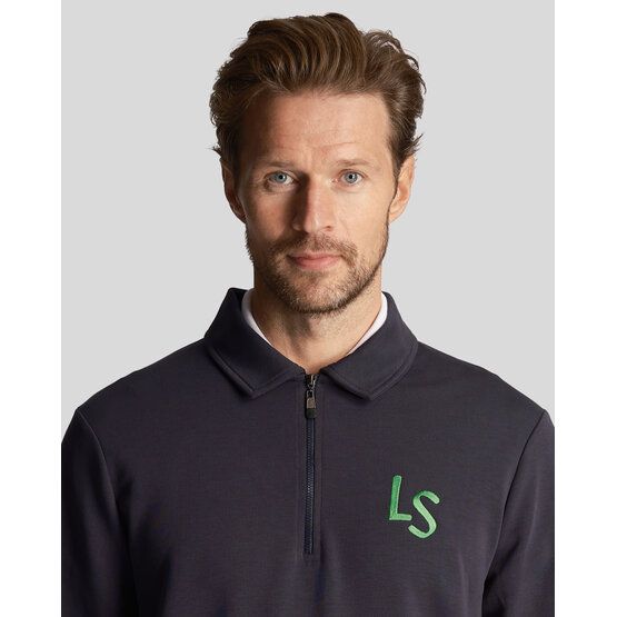 Lyle & Scott  LS Logo svetr na zip  1/4  střední vrstva námořnická modrá