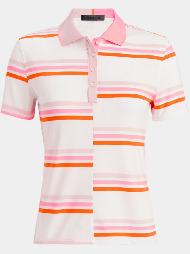 G/Fore OFFSET GRADIENT STRIPE RIB COLLAR TECH JERSEY Halbarm Polo rosa
