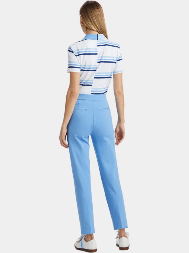 G/Fore OFFSET GRADIENT STRIPE RIB COLLAR TECH JERSEY Halbarm Polo hellblau