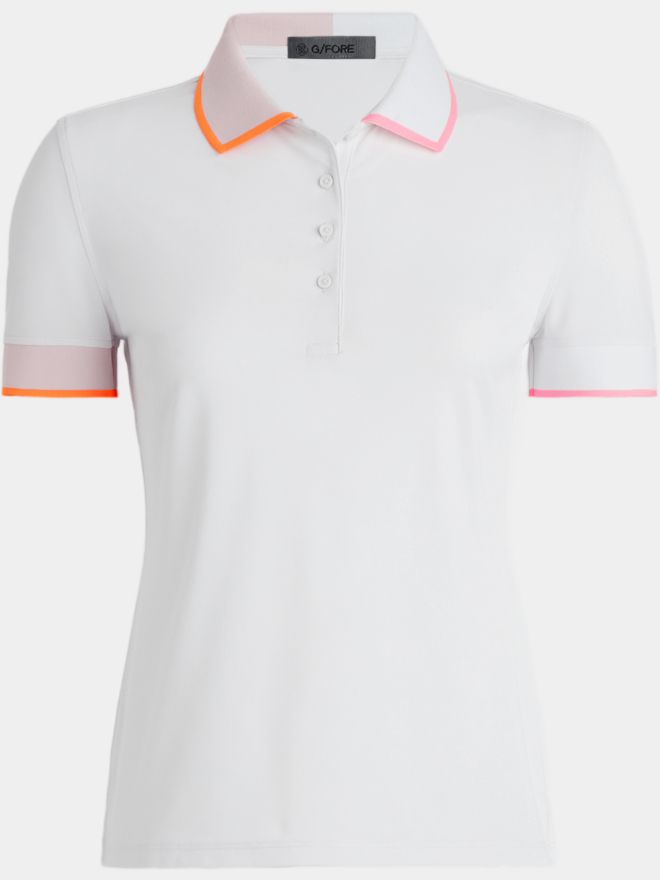 G/Fore CONTRAST RIB COLLAR TECH PIQUÉ Halbarm Polo weiß