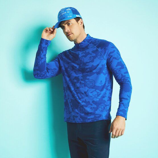 G/Fore  EXPLODED ICON CAMO LUXE QUARTER ZIP Stretch Midlayer royal