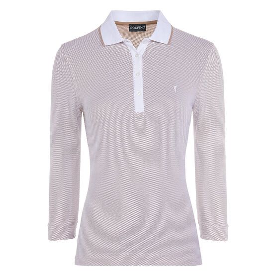 Golfino THE MERCEDES bubble jacquard 3/4 Arm Polo sand