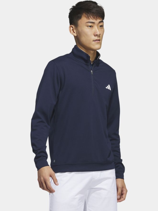 adidas Elevated Quarter-Zip Pullover Stretch Midlayer navy