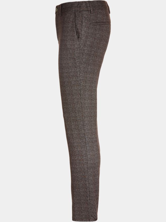 Alberto ROOKIE-7 - Jersey Check Chino Hose braun