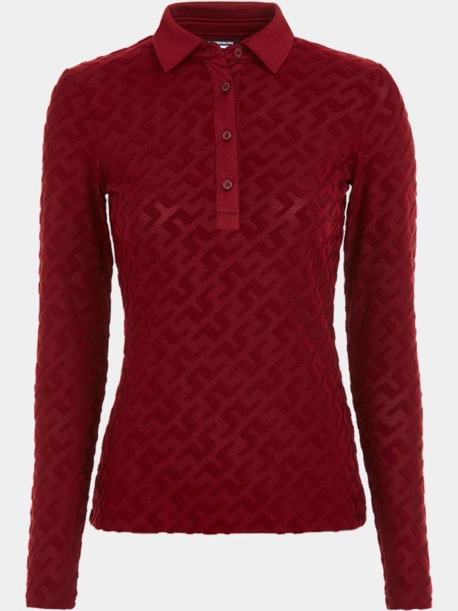 J.Lindeberg Rosemary Langarm Polo bordeaux