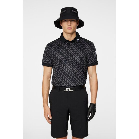 J.Lindeberg  Tour Tech Reg Fit Print Half Sleeve Polo black