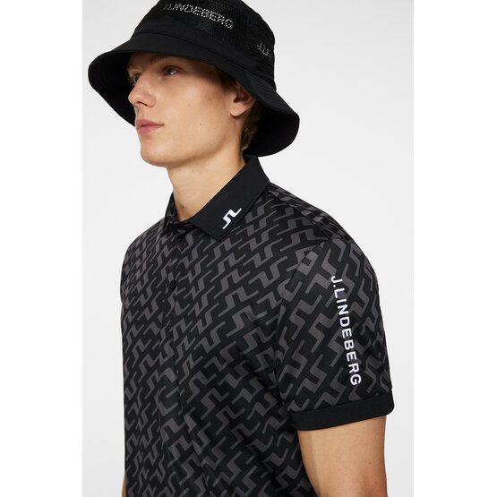 J.Lindeberg Tour Tech Reg Fit Print Halbarm Polo schwarz