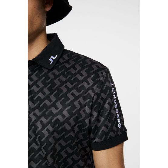 J.Lindeberg Tour Tech Reg Fit Print Halbarm Polo schwarz