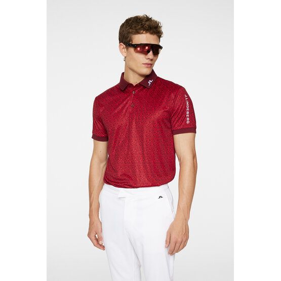 J.Lindeberg Tour Tech Reg Fit Print Halbarm Polo rot