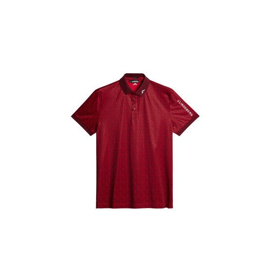 J.Lindeberg  Tour Tech Reg Fit Print Half Sleeve Polo red