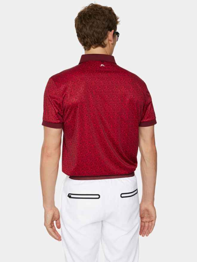 J.Lindeberg Tour Tech Reg Fit Print Halbarm Polo rot