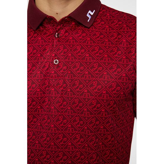 J.Lindeberg  Tour Tech Reg Fit Print Half Sleeve Polo red