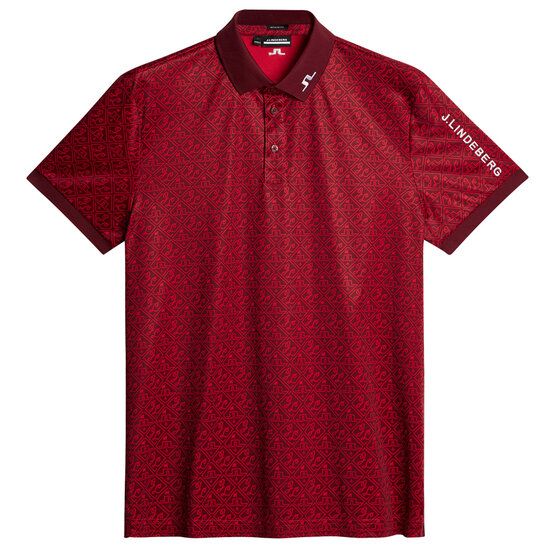 J.Lindeberg Tour Tech Reg Fit Print Halbarm Polo rot