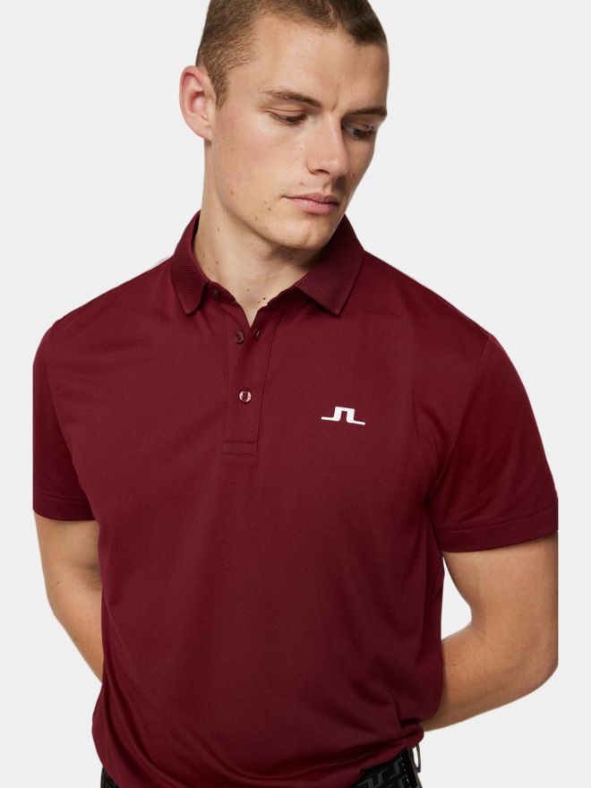 J.Lindeberg Wince Reg Fit Halbarm Polo bordeaux