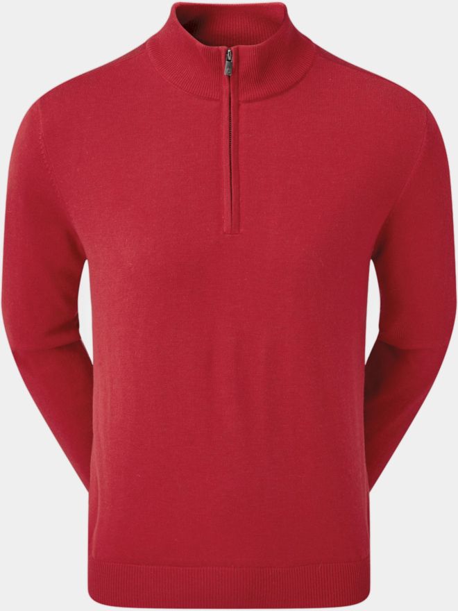 FootJoy 赤 ハーフジップジャケットダブルオンネーム FootJoy Half-zip lined pullover windstopper knit in red buy online