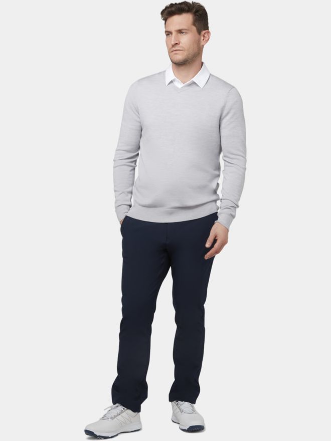 Callaway V-Neck Merino Sweater Pullover Strick hellgrau