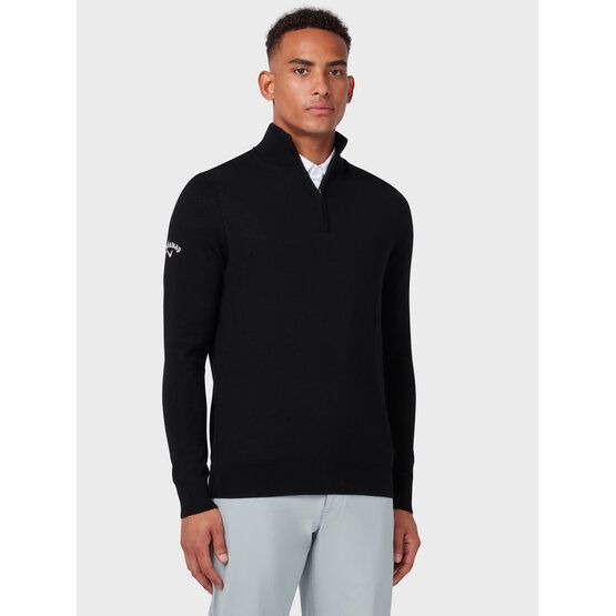 Callaway 1/4 Zip Blended Merino Sweater Troyer Strick schwarz