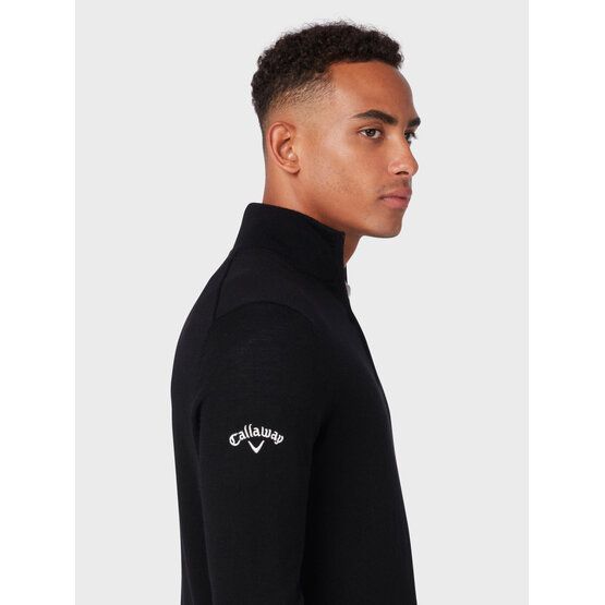 Callaway 1/4 Zip Blended Merino Sweater Troyer Strick schwarz