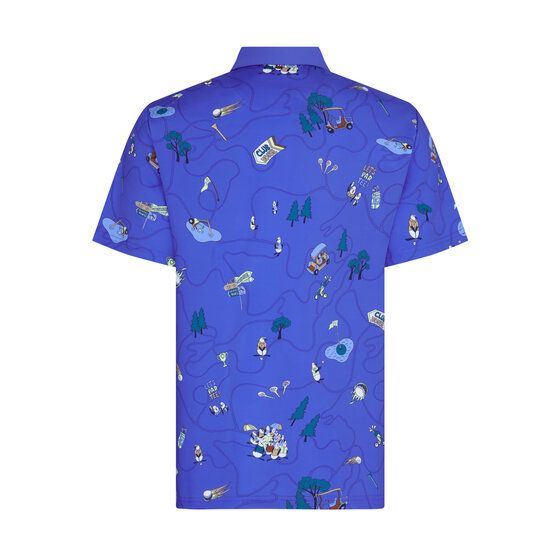 Penguin  Petes Game All Over Novelty Print Half Sleeve Polo blue