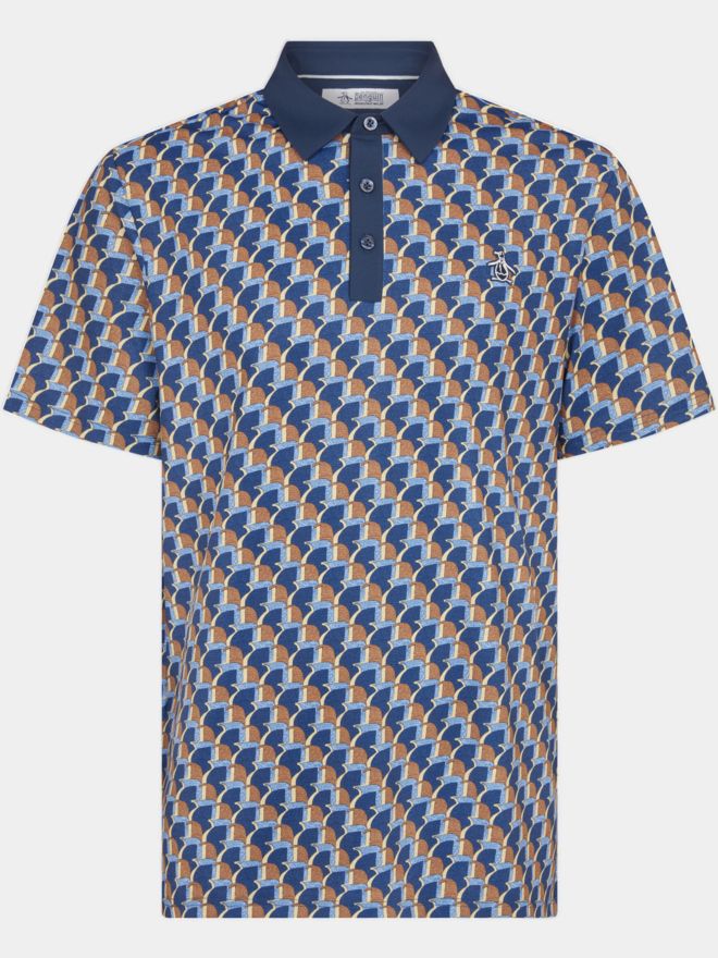 Penguin Polo s krátkým rukávem All Over Petes Outline námořnická modrá
