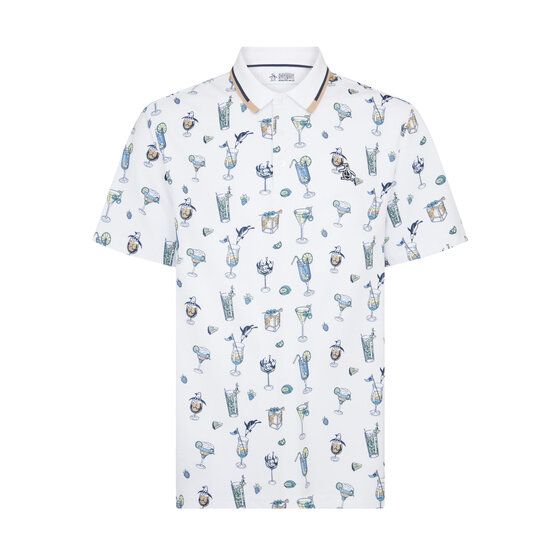 Penguin  All Over 19th Hole Conversational Half Sleeve Polo white