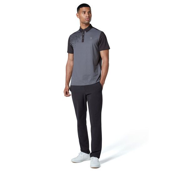 Penguin  Asymetrical Pete Gingham Color Block Half Sleeve Polo black