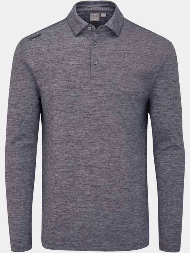 Ping Emmett Langarm Polo dunkelgrau melange