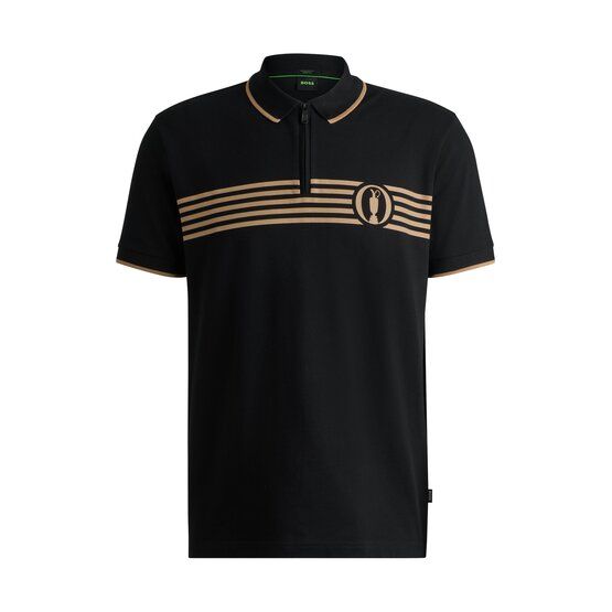 BOSS Pariq The Open Halbarm Polo schwarz