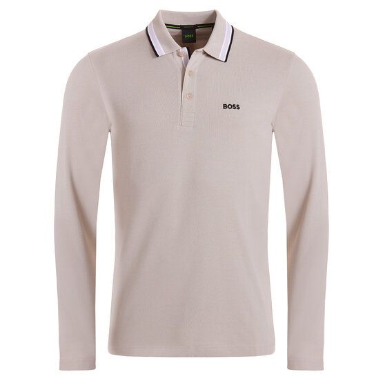 BOSS  Plisy long sleeve polo sand