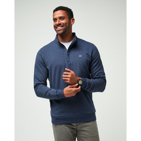 TravisMathew  Mikina CLOUD QUARTER ZIP 2.0 modrá