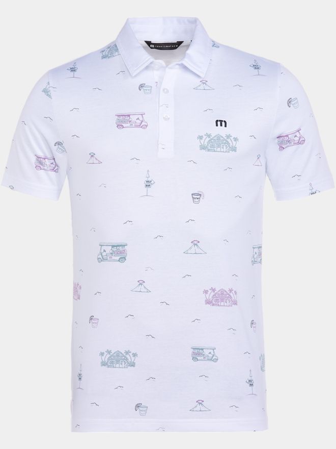 TravisMathew TIKI MAPES PRINT Halbarm Polo weiß