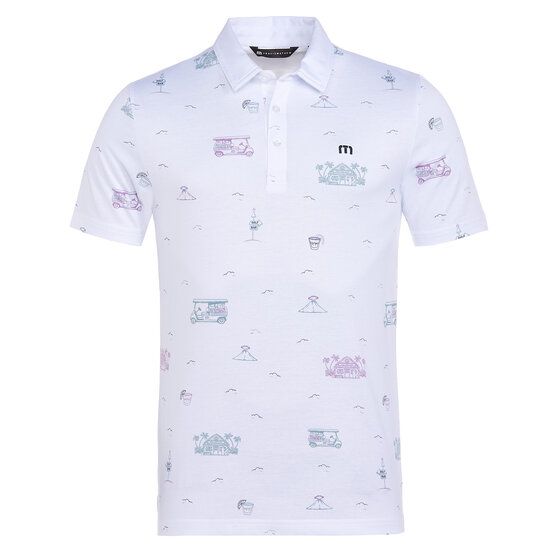 TravisMathew TIKI MAPES PRINT Halbarm Polo weiß