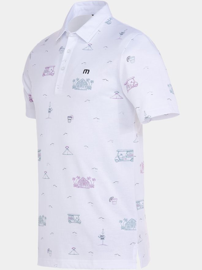 TravisMathew TIKI MAPES PRINT Halbarm Polo weiß