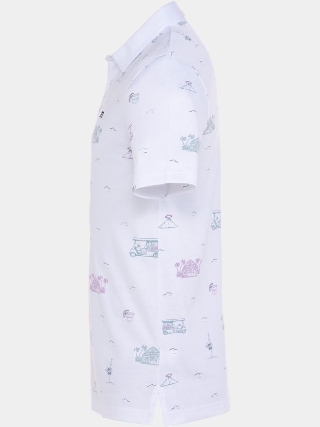 TravisMathew TIKI MAPES PRINT Halbarm Polo weiß