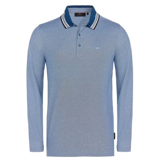 Daniel Springs  2-tone pique thermal long sleeve polo dark blue