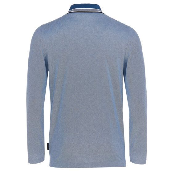 Daniel Springs  2-tone pique thermal long sleeve polo dark blue