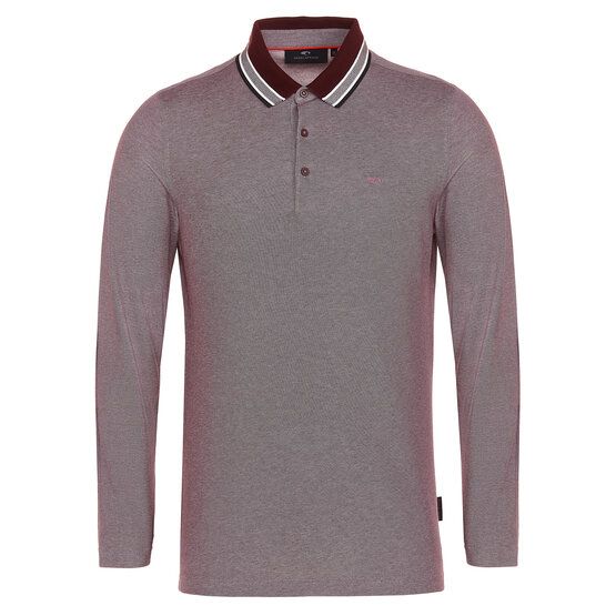 Daniel Springs  2-tone pique thermal long sleeve polo dark red