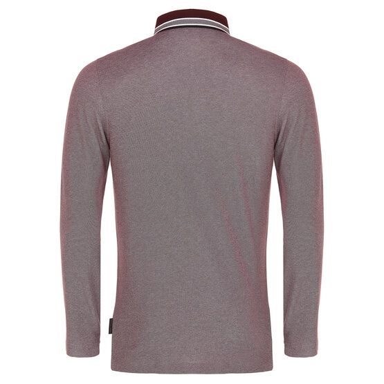 Daniel Springs  2-tone pique thermal long sleeve polo dark red