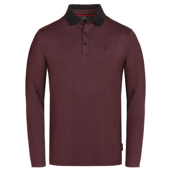 Daniel Springs  Melange thermal long sleeve polo dark red