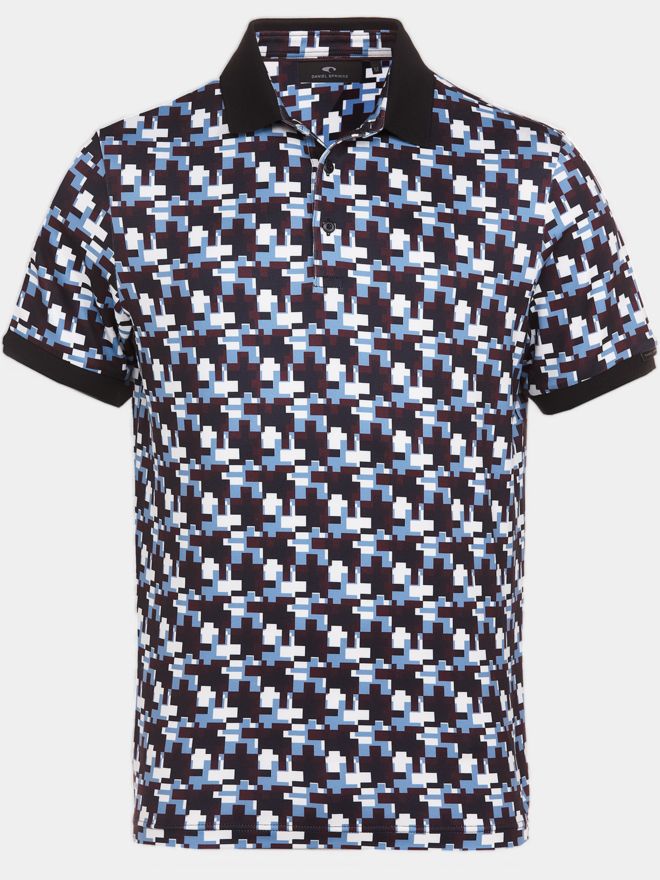 Daniel Springs Druck Halbarm Polo blau