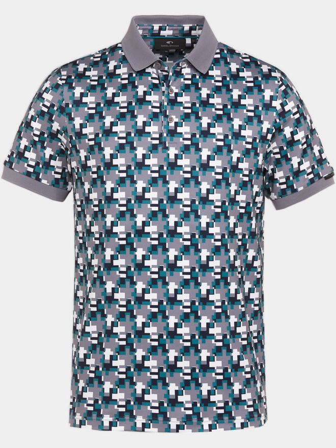 Daniel Springs Druck Halbarm Polo hellgrau