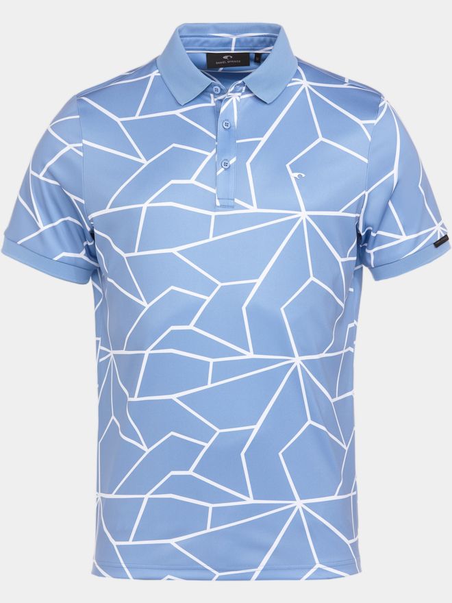 Daniel Springs Druck Halbarm Polo blau