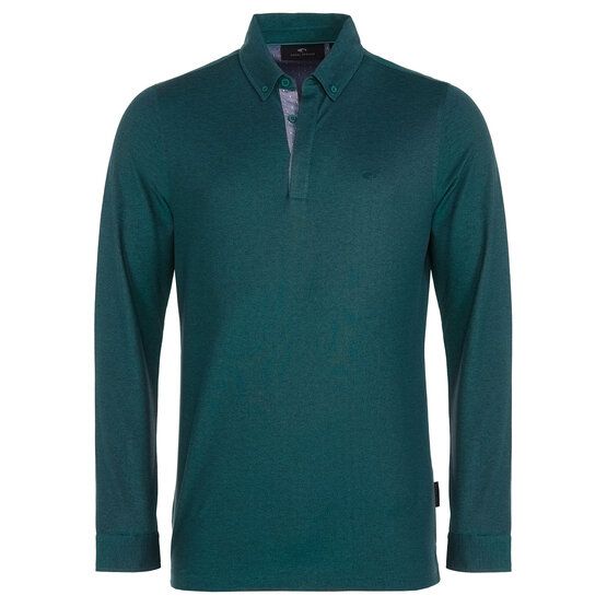 Daniel Springs  2-tone pique thermal long sleeve polo green